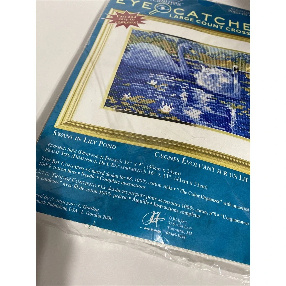 Needle Treasure Cross Stitch Kit Swans Lily Pond‎ 05107 Blue White  Large Count